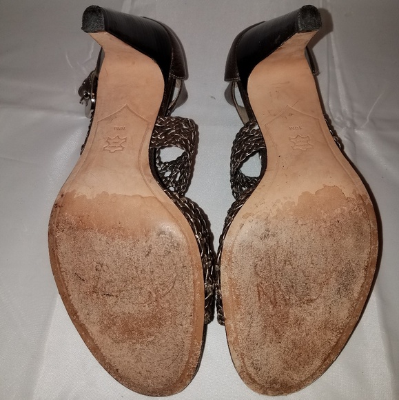 Joan and David Silvery Bronzed Open Toe Shoe - Picture 2 of 4